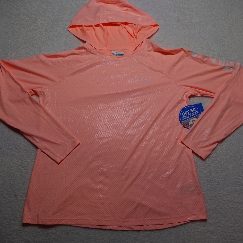 Columbia Tidal Deflector Hoodie Womens L Pink PFG UPF 50 Sun Shirt FL0080-807